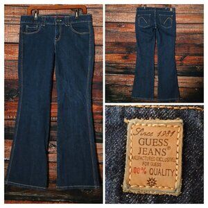 Vintage GUESS Jeans Size 30 Sweetheart Flare Boot Cut Low Rise Dark Blue Denim
